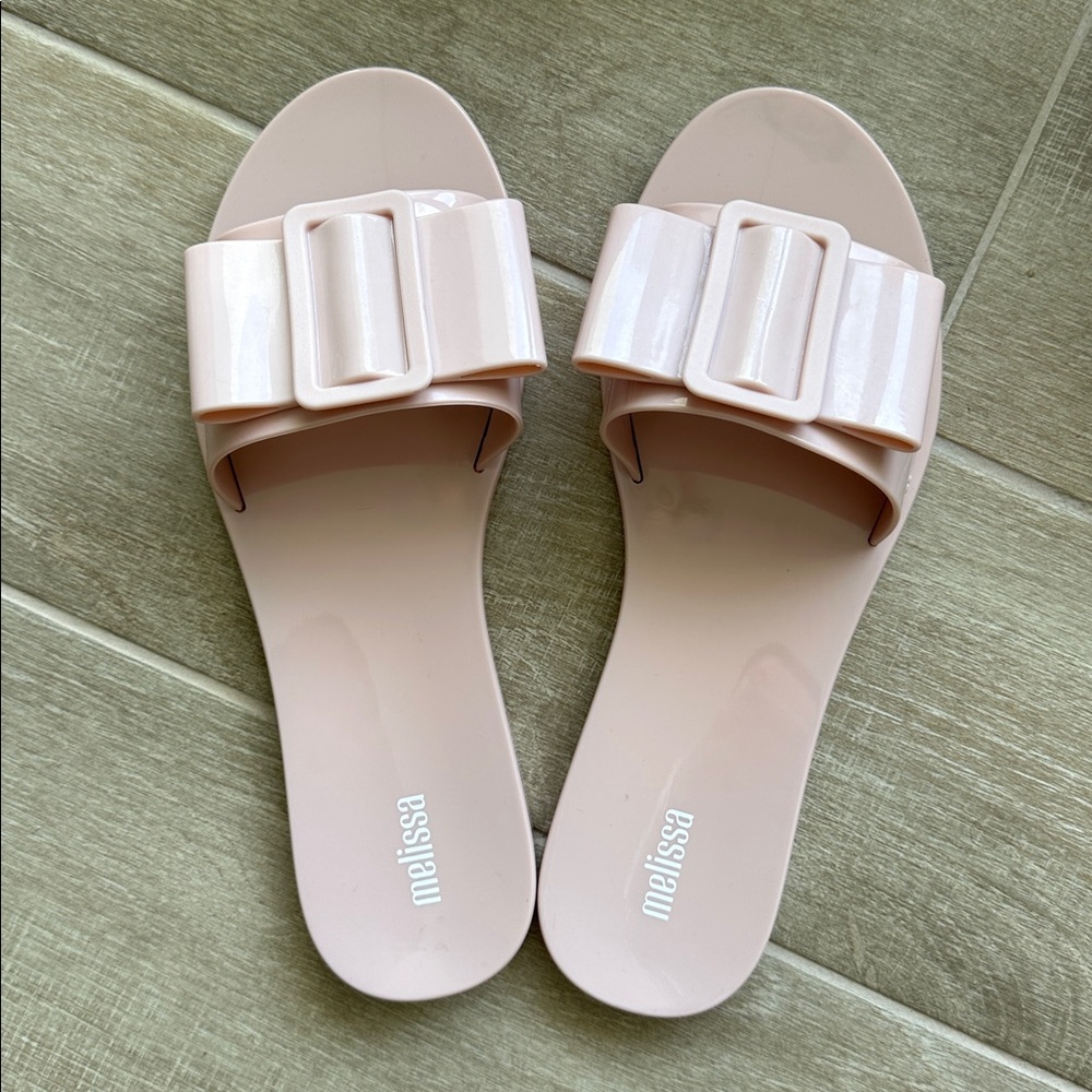 Melissa Blush Bow Slide Sandals